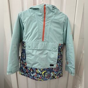 L.L. Bean Kid’s Coat Wildcat Waterproof Ski/Winter Jacket Floral And Teal Design
